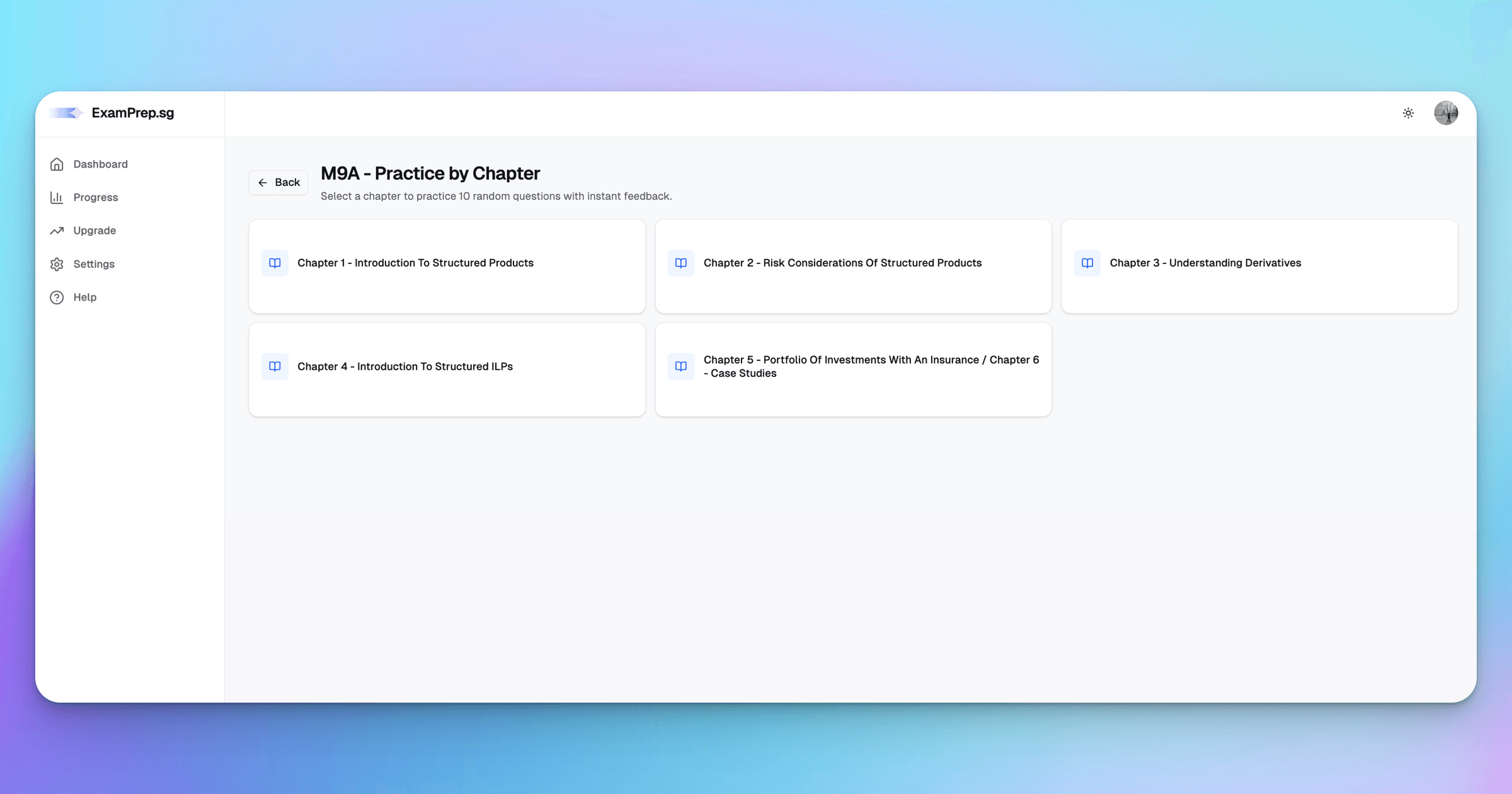 ExamPrep.sg M9A Practice by Chapter Mode Interface