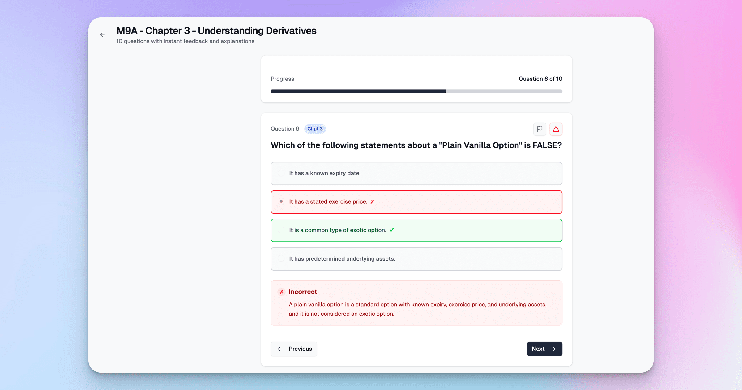 ExamPrep.sg M9A Practice by Chapter Mode Interface