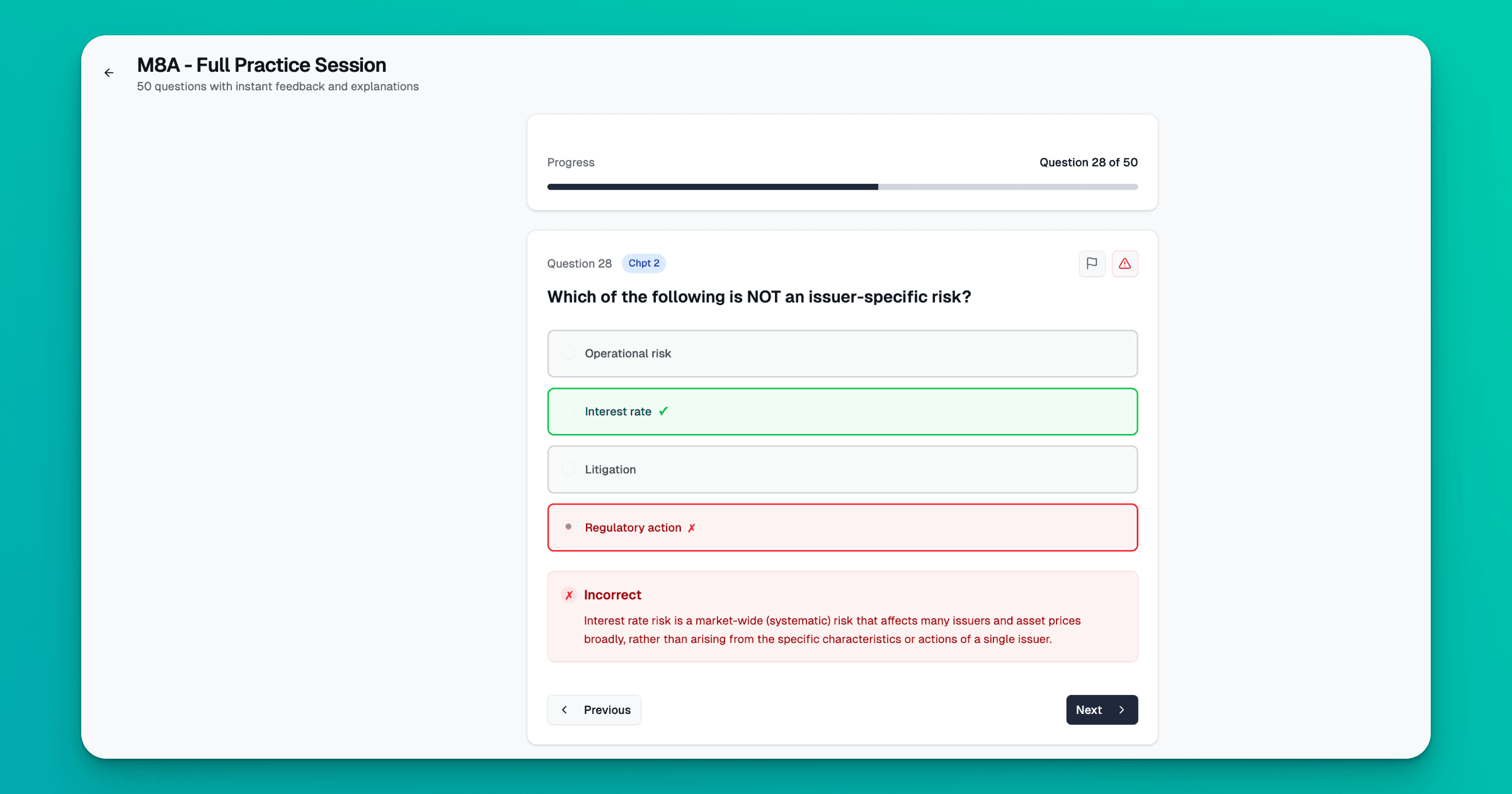 ExamPrep.sg M8A dashboard showing chapter analytics