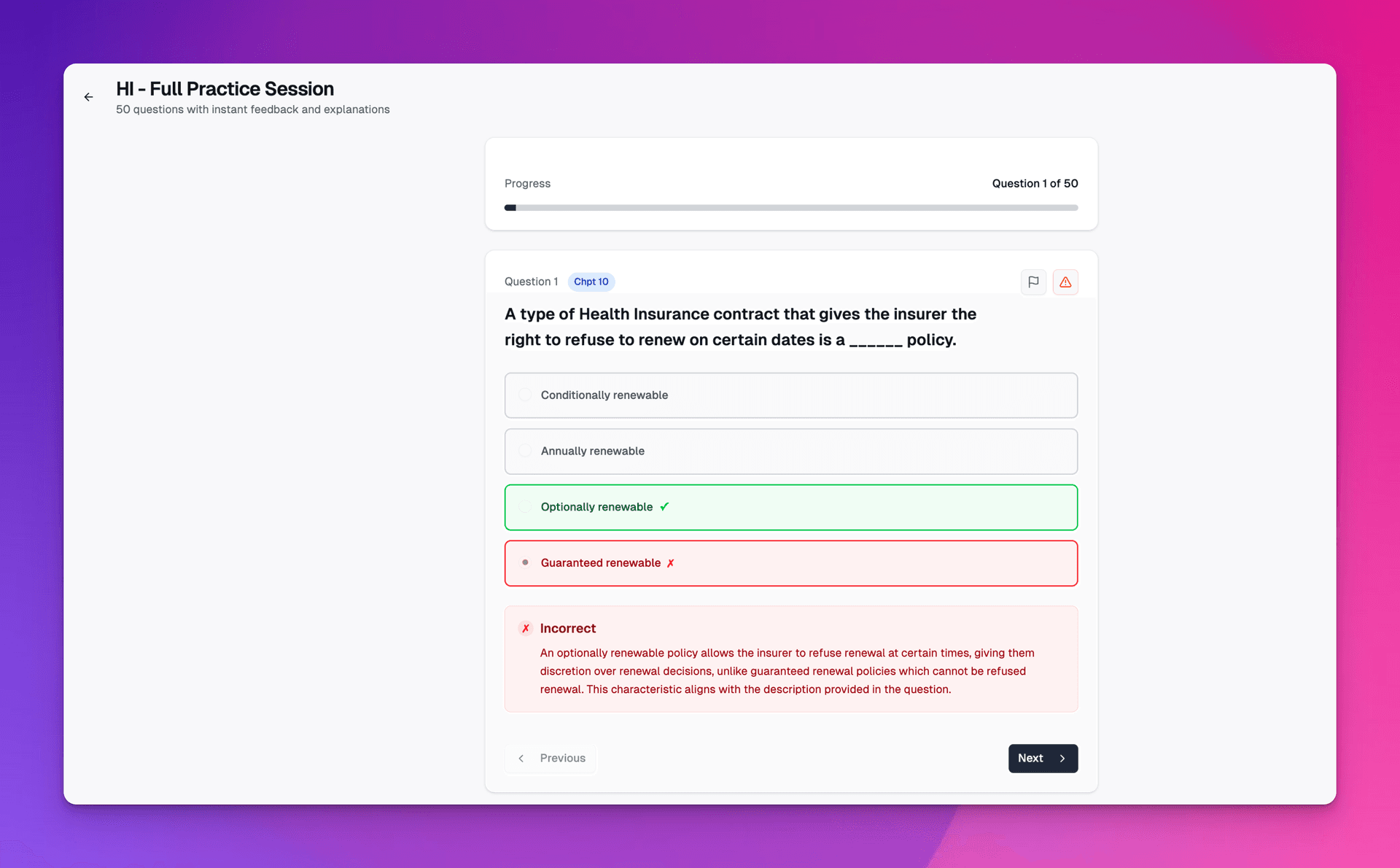 ExamPrep.sg HI dashboard showing chapter analytics