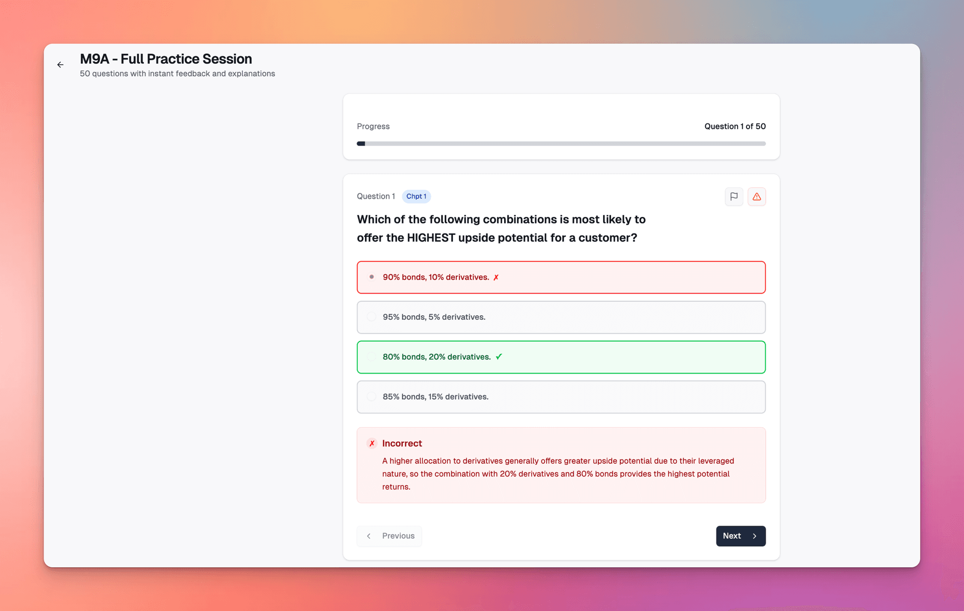 ExamPrep.sg M9A dashboard showing chapter analytics