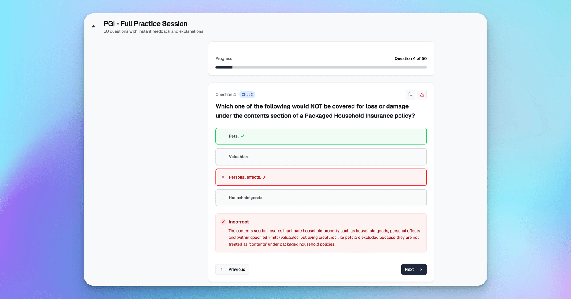 ExamPrep.sg PGI dashboard showing chapter analytics